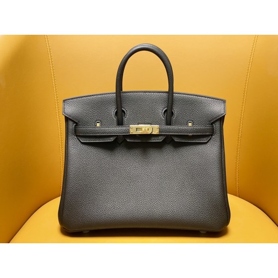 Bk25 black togo leather gold buckle