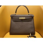 Kelly28 ebony color Fubao leather gold buckle