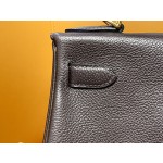 Kelly28 ebony color Fubao leather gold buckle