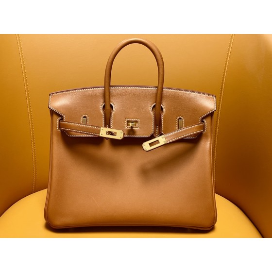 Birkin25 saddle leather gold brown gold buckle
