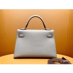 Mini Kelly second generation epsom leather asphalt gray gold buckle