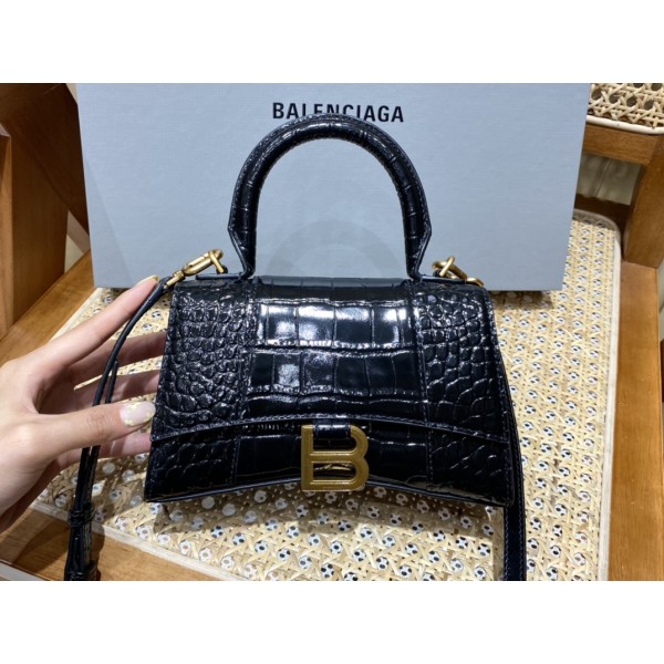 BALENCIAGA 𝐇𝐨𝐮𝐫𝐠𝐥𝐚𝐬𝐬 𝐗𝐒 crocodile-textured cowhide