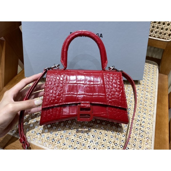 BALENCIAGA 𝐇𝐨𝐮𝐫𝐠𝐥𝐚𝐬𝐬 𝐗𝐒 crocodile-textured cowhide