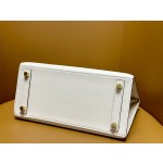 Bk25 epsom Cream White Outer Seam Gold Button