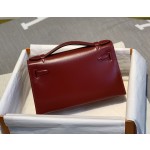 Minikelly box leather Hermes red rich vintage feel gold buckle