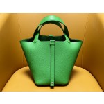 picotin18 bamboo green tc leather silver buckle