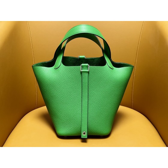 picotin18 bamboo green tc leather silver buckle