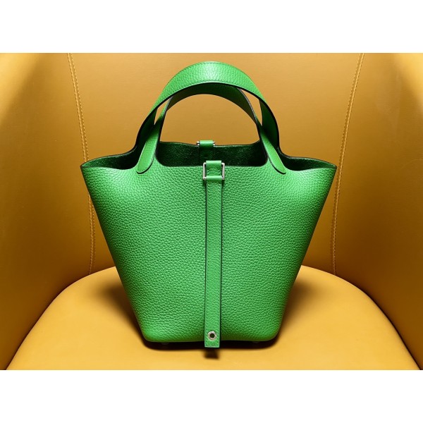 picotin18 bamboo green tc leather silver buckle