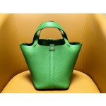 picotin18 bamboo green tc leather silver buckle