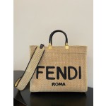 FENDI Sunshine Straw Tote Bag