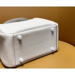 Mini Lindy pearl grey tc leather with silver buckle