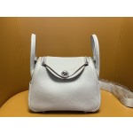 Mini Lindy pearl grey tc leather with silver buckle