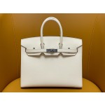 Bk25 epsom Cream White Outer Seam Silver Button