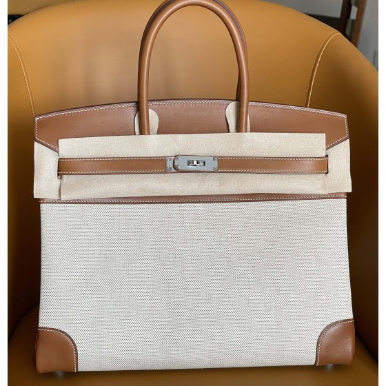 Bk35 saddle leather canvas silver buckle