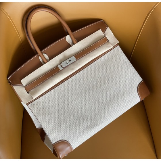 Bk35 saddle leather canvas silver buckle