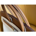 Bk35 saddle leather canvas silver buckle