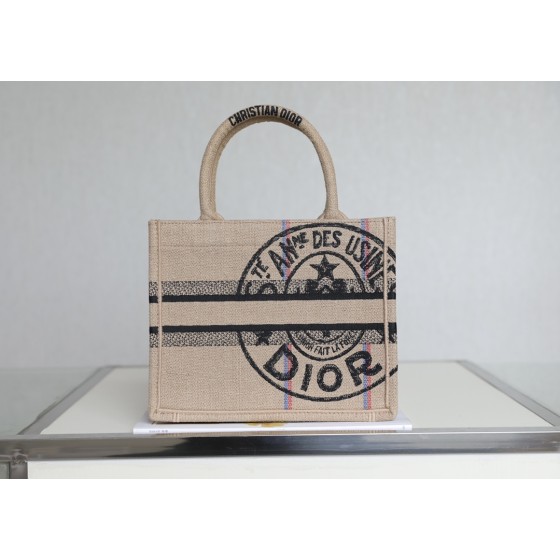 DIOR TOTE beige linen canvas