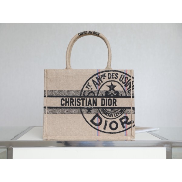 DIOR TOTE beige linen canvas