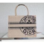 DIOR TOTE beige linen canvas