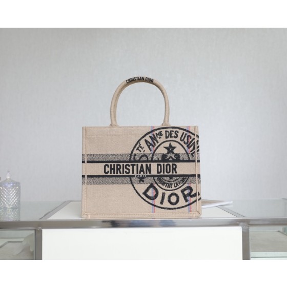DIOR TOTE beige linen canvas