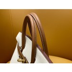 Bk25 Milk Shake White Collar Gold Brown Togo Leather Frosted Gold Button