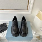 Prada open edged vermilion lacquered leather thick sole casual small leather shoes