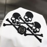 Philippe Plaine Men's Round Neck Short Sleeve T-shirt 3D Adhesive Letter Logo Skull Head