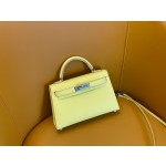 Mini Kelly II Lemon Yellow Epsom Leather Silver Buckle