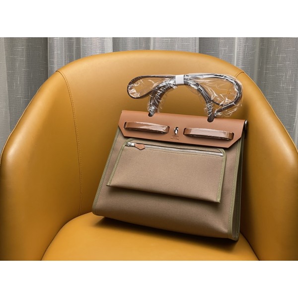 herbag31 elephant grey + caramel color silver buckle