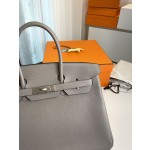 Bk35 asphalt grey togo leather with denim blue matte silver buckle