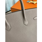 Bk35 asphalt grey togo leather with denim blue matte silver buckle