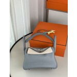lindy26 linen blue clemence leather silver buckle
