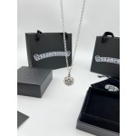 Crow Heart Circle Skull Necklace