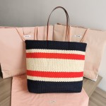 MIU MIU BG228: Imported Lafite Grass Woven Cotton Thread Woven Tote Bag