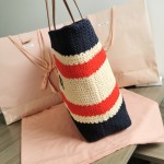 MIU MIU BG228: Imported Lafite Grass Woven Cotton Thread Woven Tote Bag