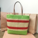 MIU MIU BG228: Imported Lafite Grass Woven Cotton Thread Woven Tote Bag