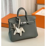 Birkin25 almond green togo leather silver buckle