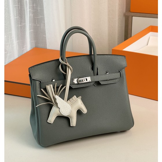 Birkin25 almond green togo leather silver buckle