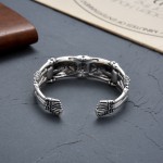 Crow Heart Skeleton Open Bracelet
