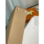 mini Kelly second generation milk tea color epsom silver buckle