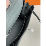 Kelly25 almond green togo leather silver buckle