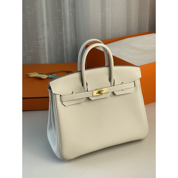 Birkin25 milk shake white togo leather gold buckle