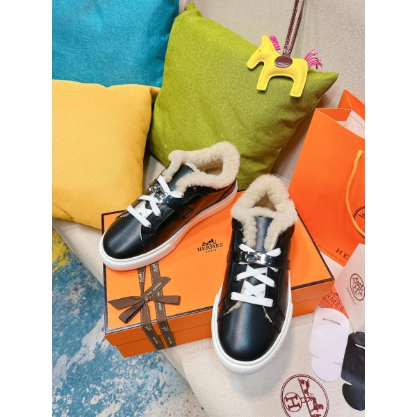 Hermes Couple Style Fury Kelly Button Casual Shoes