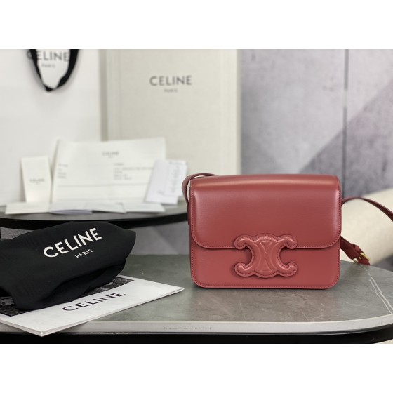 CELINE Embossed Small Carmine Red 𝗯𝗼𝘅 Model: 199223