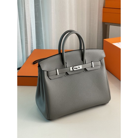 Birkin25 togo Pi Ji Yu Yun Grey Silver Buckle