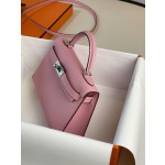 Mini Kelly 2nd Generation Cherry Blossom Pink Goat Leather Silver Buckle