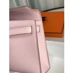 mini Kelly 3q powder swift leather silver buckle