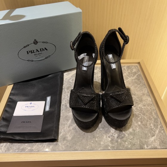 Prada High Heel Satin Thick Sole Sandals
