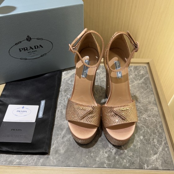 Prada High Heel Satin Thick Sole Sandals