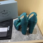 Prada High Heel Satin Thick Sole Sandals